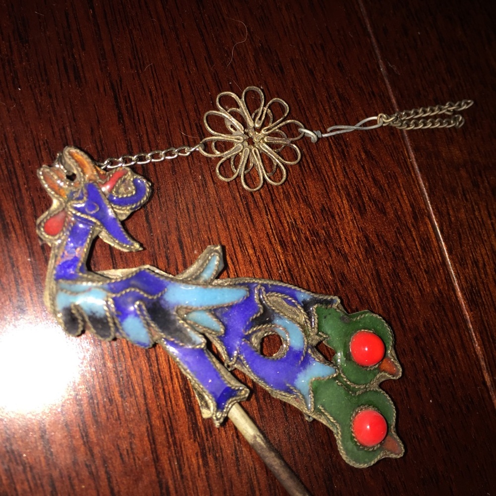 VINTAGE Metal Hair Pin Bird Peacock Phoeni…